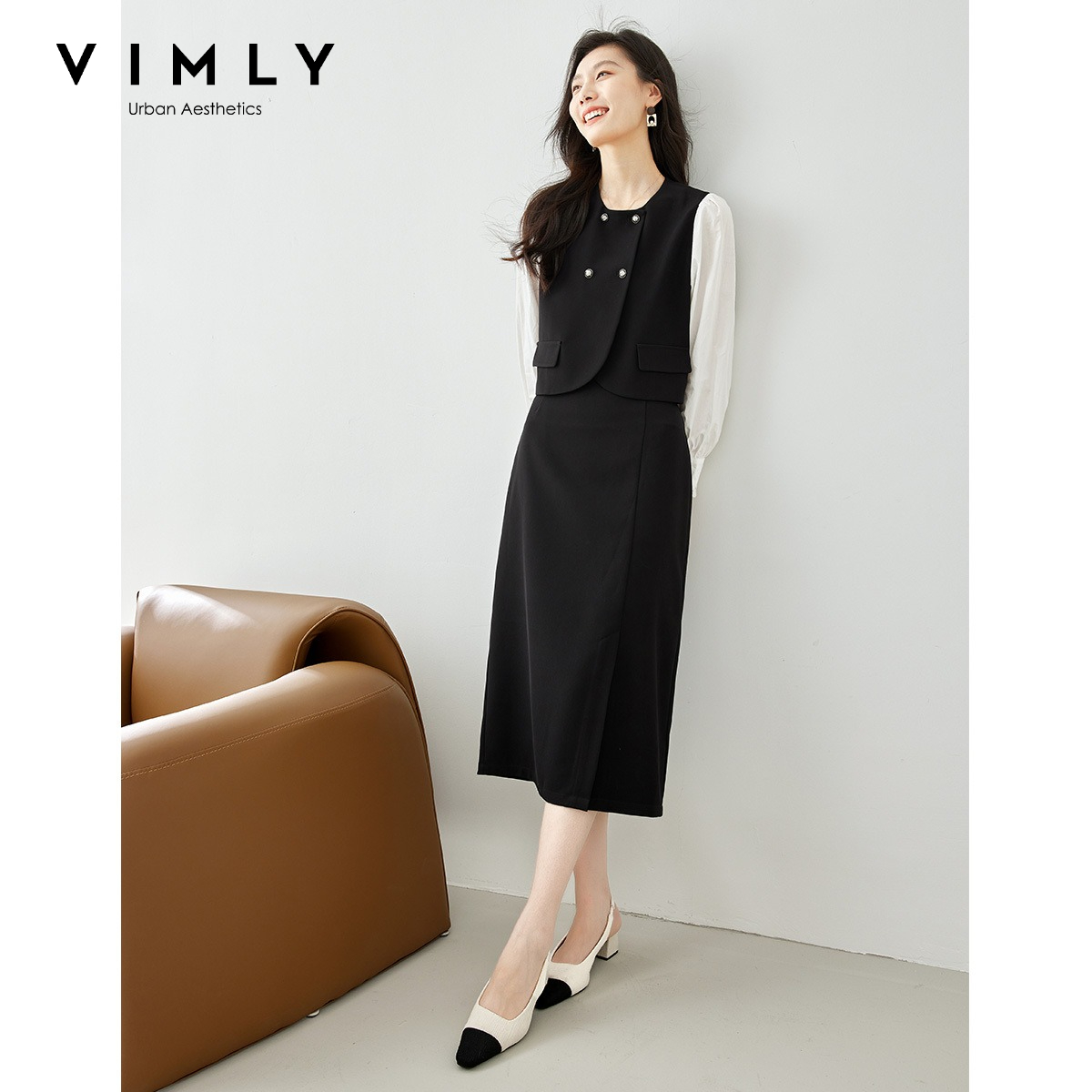Winter Clothing Outfits - VIMLY Eleganckie komplety spódnic damskich, dwuczęściowe