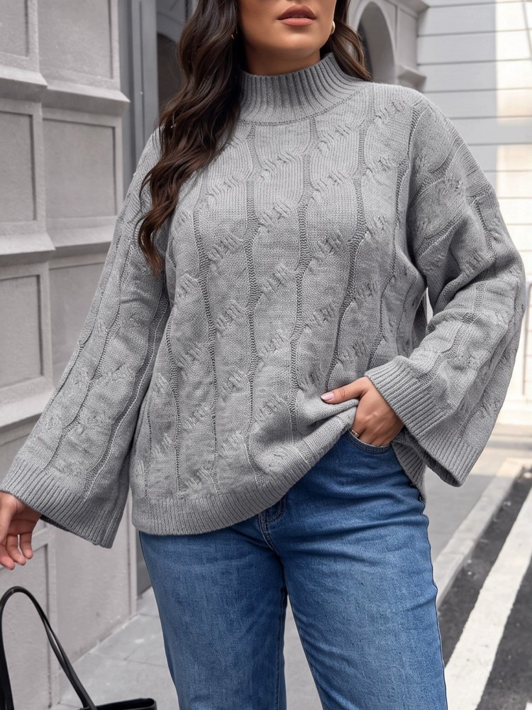 Winter Clothing For Plus Size Women - Damski sweter z dzianiny plus size,