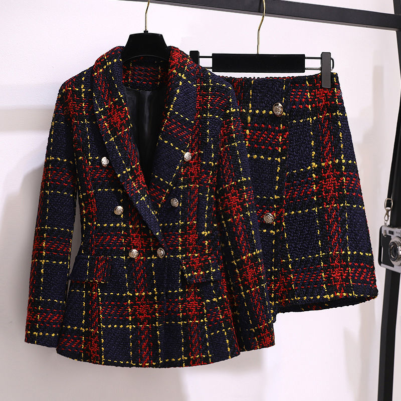 Winter Clothing Outfits - Kobiety Zimowy Vintage Tweed Koreański Garnitur